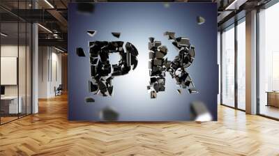 Word PR broken into pieces background Wall mural