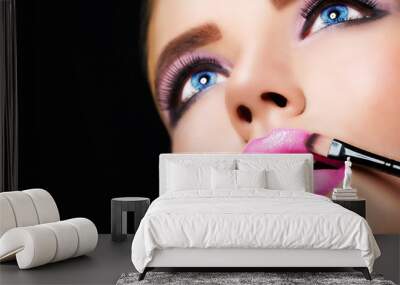 beautiful blonde girl with perfect pink lips Wall mural