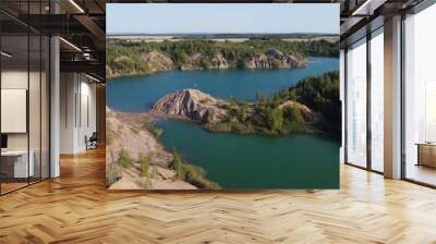 Hills and blue water. Romantsev mountains. The conductors of Tula, a photo from a drone Wall mural