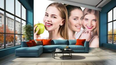 Beautiful young women with healthy smile Wall mural