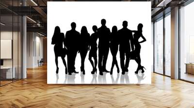 Large group of people silhouette  Wall mural