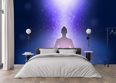 Silhouette of  woman in yoga position Wall mural