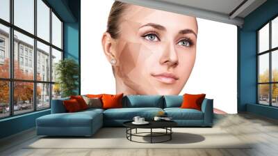 Young woman with geometrical shapes on face Wall mural