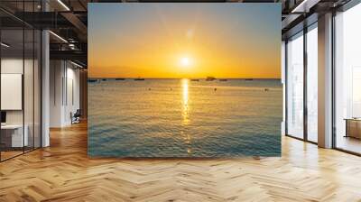 Sunrise over the sea. Panoramic seascape. Wall mural