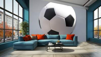 Soccer ball, black and white close-up Wall mural