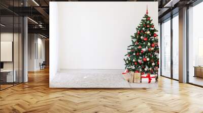 Christmas tree with red gifts in the white room Christmas Wall mural