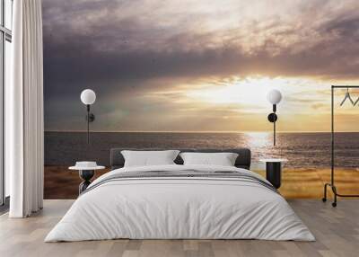 landscape evening sea and sky with clouds Wall mural