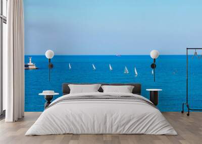 the white Sailboats at sea nautical yacht Wall mural