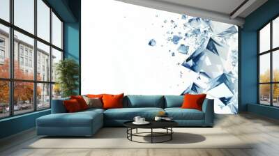 A blue and white abstract image with a lot of triangles Wall mural