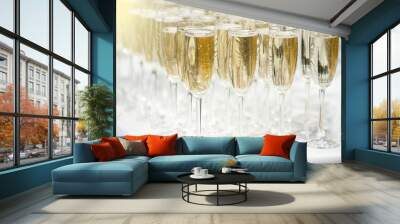 A number of glasses full of champagne Wall mural