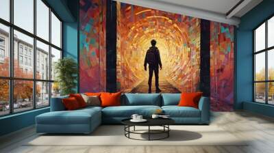 abstraction colour person on the way to eternity Wall mural