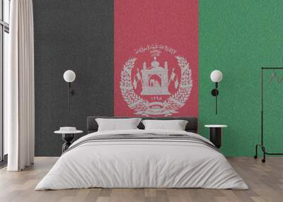 Afghanistan  flag. AF national symbol. State government banner of capital  Kabul  city. Afghanistan  patriotism logo. Nation independence AFG. Flag with art effect of noise and interference. 2D Image Wall mural