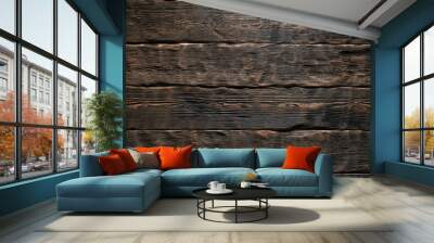 Aged wooden plank board texture background. Wall mural