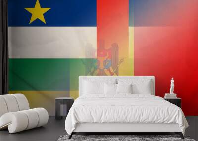 Central African Republic and Moldavia political flag international relations MDA TCD Wall mural