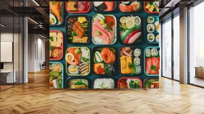 collage featuring lunchboxes from around the world, showcasing the diverse and culturally rich meals, School Meals Day Wall mural