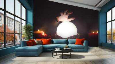 Crystal ball on the magic table background. Future reading. Wall mural