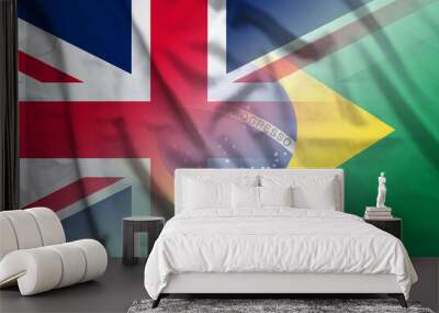 England and Brazil political flag international contract BRA GBR Wall mural