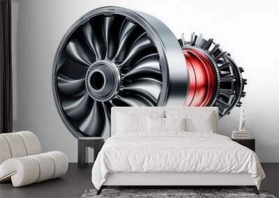 Heavy turbine engine isolated on a white background. Wall mural