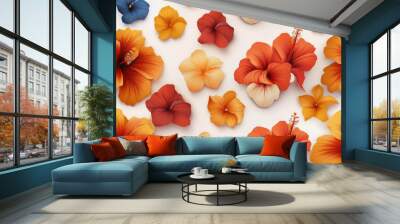 Hibicus background, seamless flower concept background Wall mural