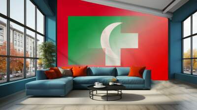 Maldives and Switzerland national flag transborder relations CHE MDV Wall mural