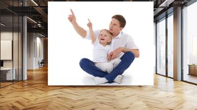 Happy father with little son. Wall mural