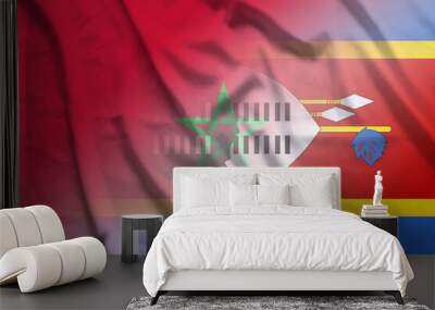 Morocco and Eswatini state flag international contract SWZ MAR Wall mural