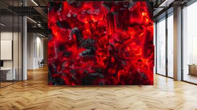 hot red coals among black ash, wallpapers for mobile devices, abstract Wall mural