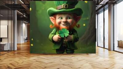 St. Patrick's Day a four-leaf green clover Wall mural