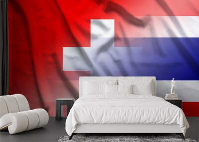 Switzerland and Thailand state flag transborder negotiation THA CHE Wall mural