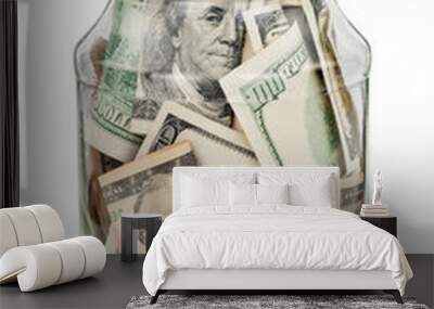 Many dollars in a glass jar Wall mural