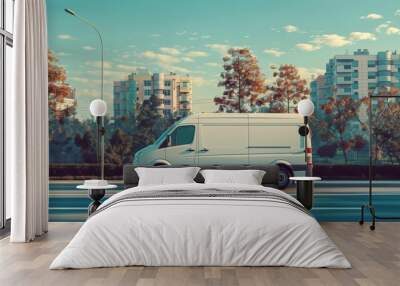 van on road logistic concept Wall mural