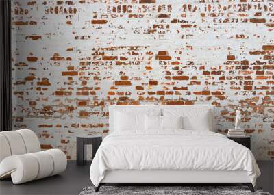 The texture of the old brick wall painted white with peeling paint Wall mural