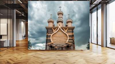 Ancient Wooden Orthodox Church In Russia Wall mural