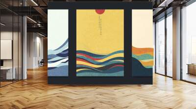 A set of abstract landscapes in Japanese style. Vector. Wall mural