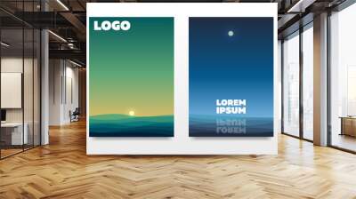 A set of landscape backgrounds in the style of minimalism. For booklets, advertisements, banners, posters. Vector format. Wall mural