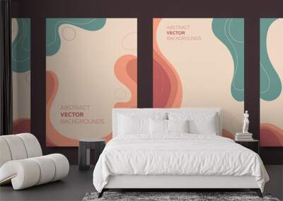 Collection of abstract backgrounds with liquid paint. Vector. Wall mural