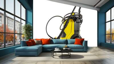 a yellow high-pressure washer on wheels is isolated on a white background. Wall mural