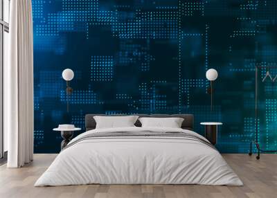 Abstract digital background. Science background. Technological background. Matrix. Binary Code. Falling dots. Wall mural