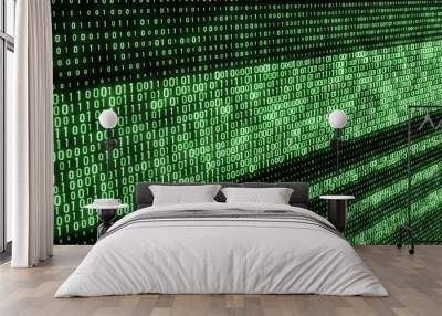 Abstract Technology Binary code Background. Computer Code. Digital flow. Big data and programming hacking. 3D rendering. Wall mural