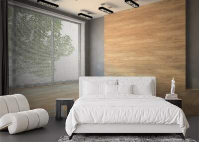 Empty room with wooden  wall 3D Wall mural