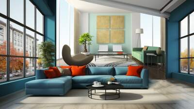 Interior of the modern living-room Wall mural