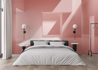 Interior pink abstract empty room 3D rendering Wall mural