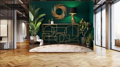 Luxury Interior. Modern art deco living room interior 3D illustration Wall mural