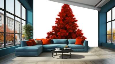 Red christmas tree isolated on white background Wall mural