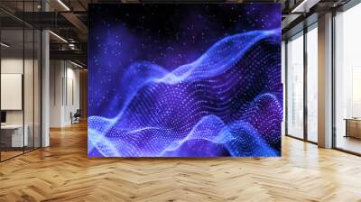 Blockchain technology background. Abstract technology background. Network connection. Big data visualization. 4k rendering. Wall mural