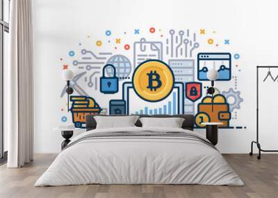 cryptocurrency vector illustration Wall mural