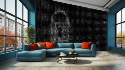 Cyber security concept. Abstract digital background. Binary code. Green color. 3D rendering. Wall mural