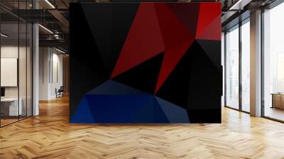 Dark Blue, Red vector polygon abstract backdrop. Wall mural