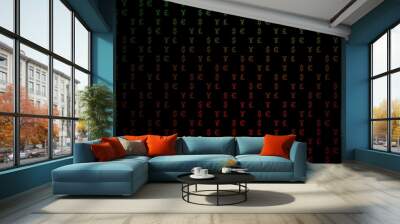 Dark green, red vector texture with financial symbols. Wall mural