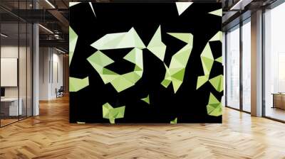 Dark Green vector shining triangular background. Wall mural